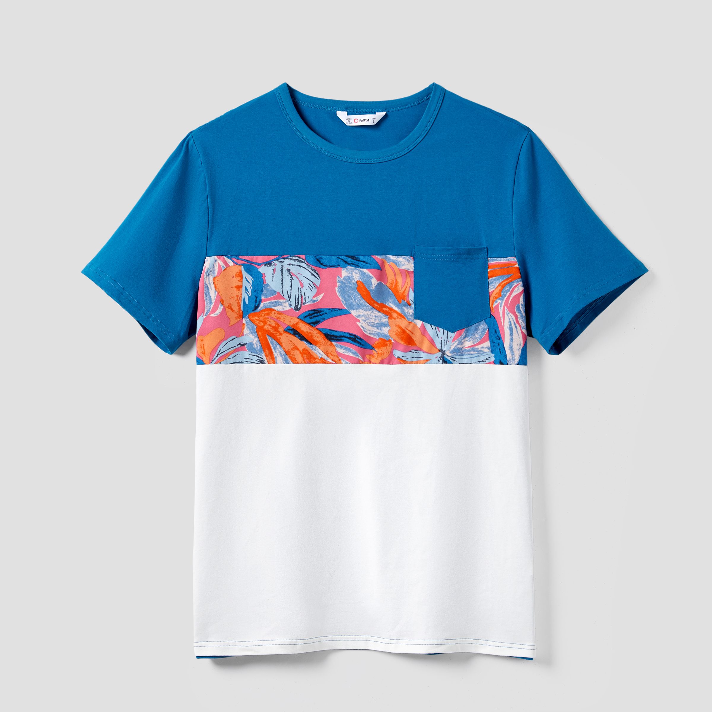 Famille Assortie Colorblock T-shirt Et Floral Wrap Top Strap Dress Ensembles