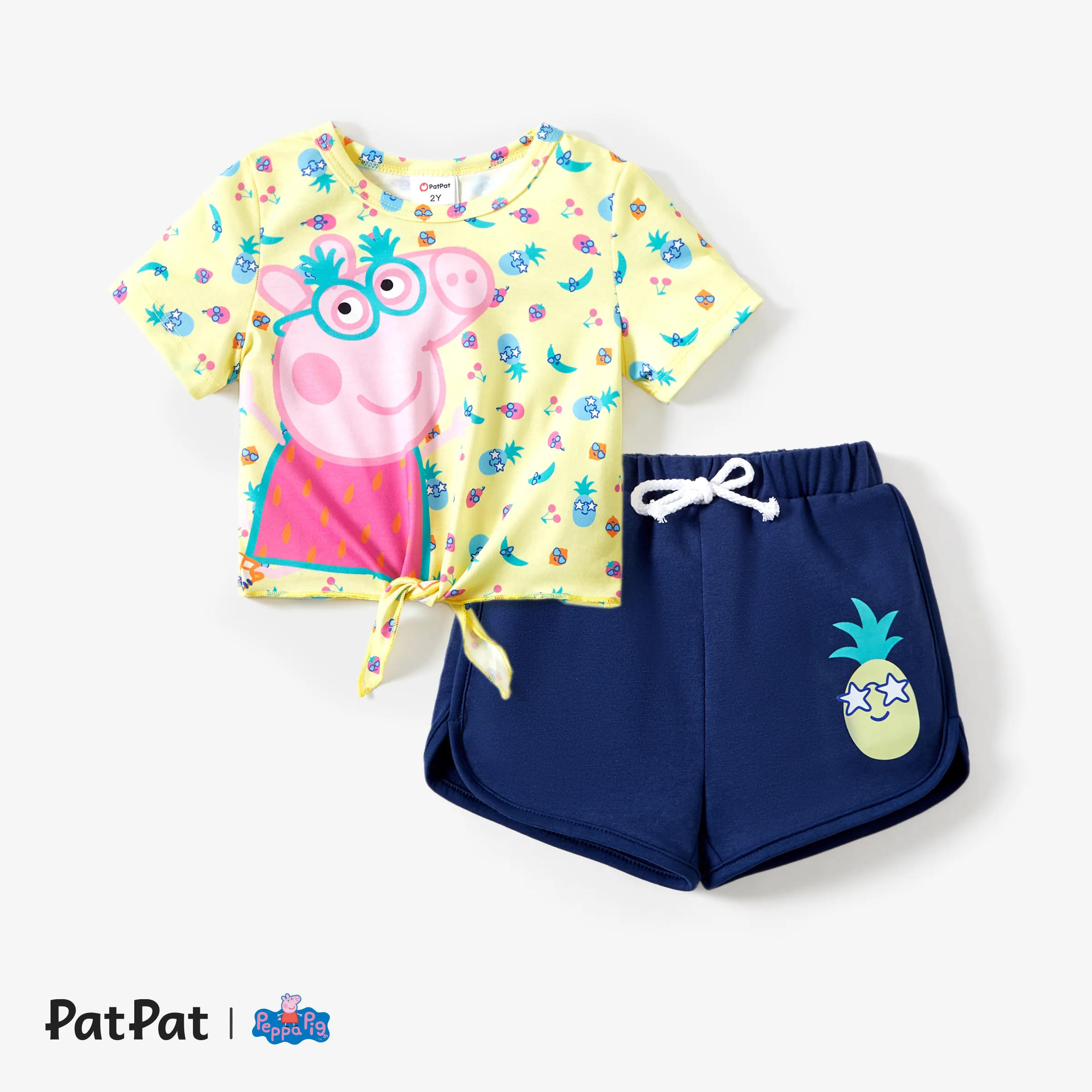 Peppa Pig Toddler Girl 2pcs Fruit/Stripe Print Set