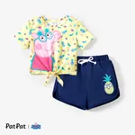Peppa Pig Ostern 2 Stück Kleinkinder Mädchen Schnürung Kindlich T-Shirt-Sets gelb