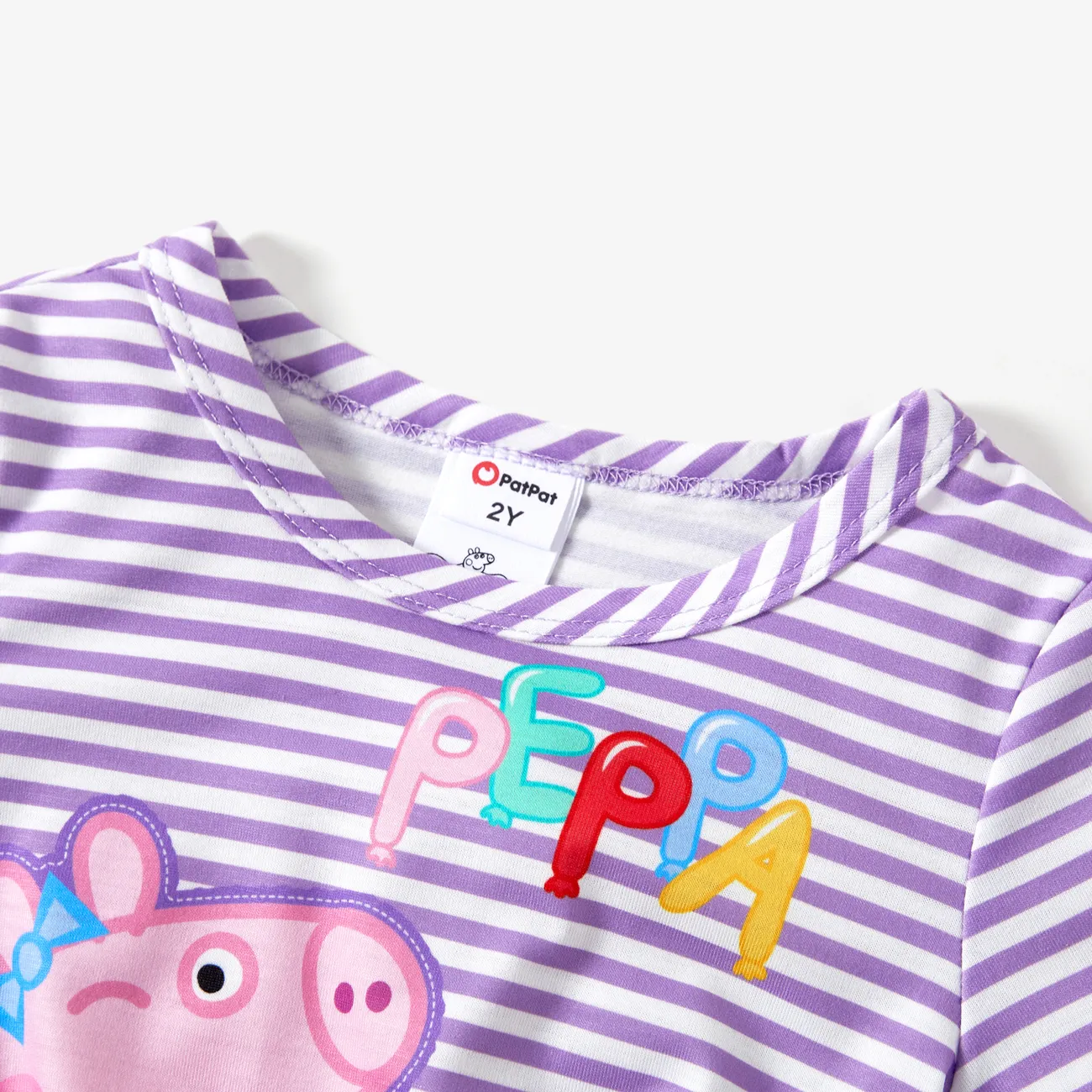 Peppa Pig Toddler Girl 2pcs Rainbow/Fruit/Stripe Print Set
 Purple big image 1