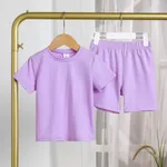 Toddler Boy/Girl 2pcs Cotton Solid Color Tee and Shorts Set Light Purple