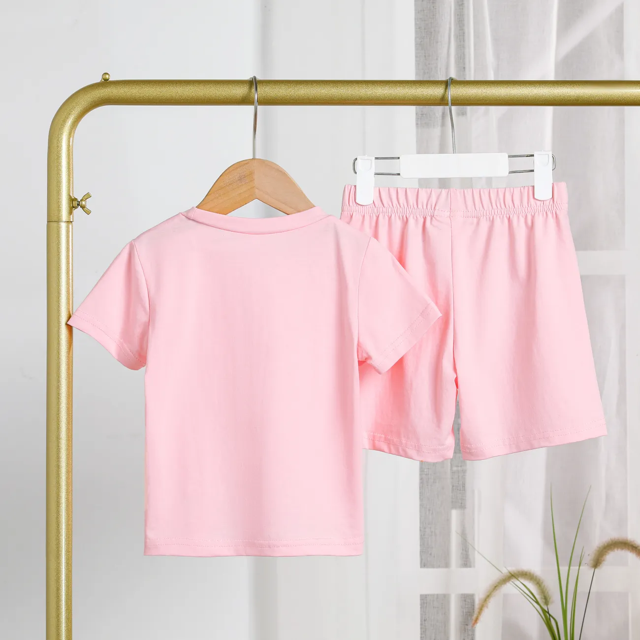 2 Stück Kleinkinder Unisex Basics T-Shirt-Sets rosa big image 1