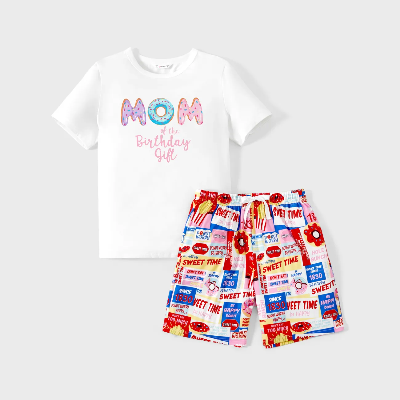Familien-Looks Kurzärmelig Familien-Outfits Pyjamas (Flame Resistant) Mehrfarben big image 1