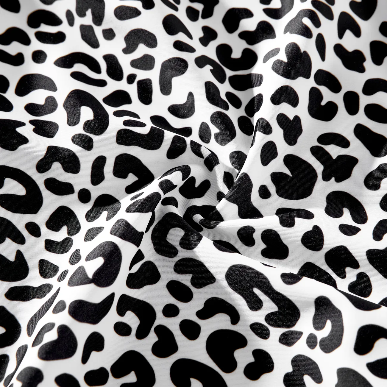 Family Matching Leopard Printed Swim Trunks or Twist Knot High-Waist Swimsuit BlackandWhite big image 1