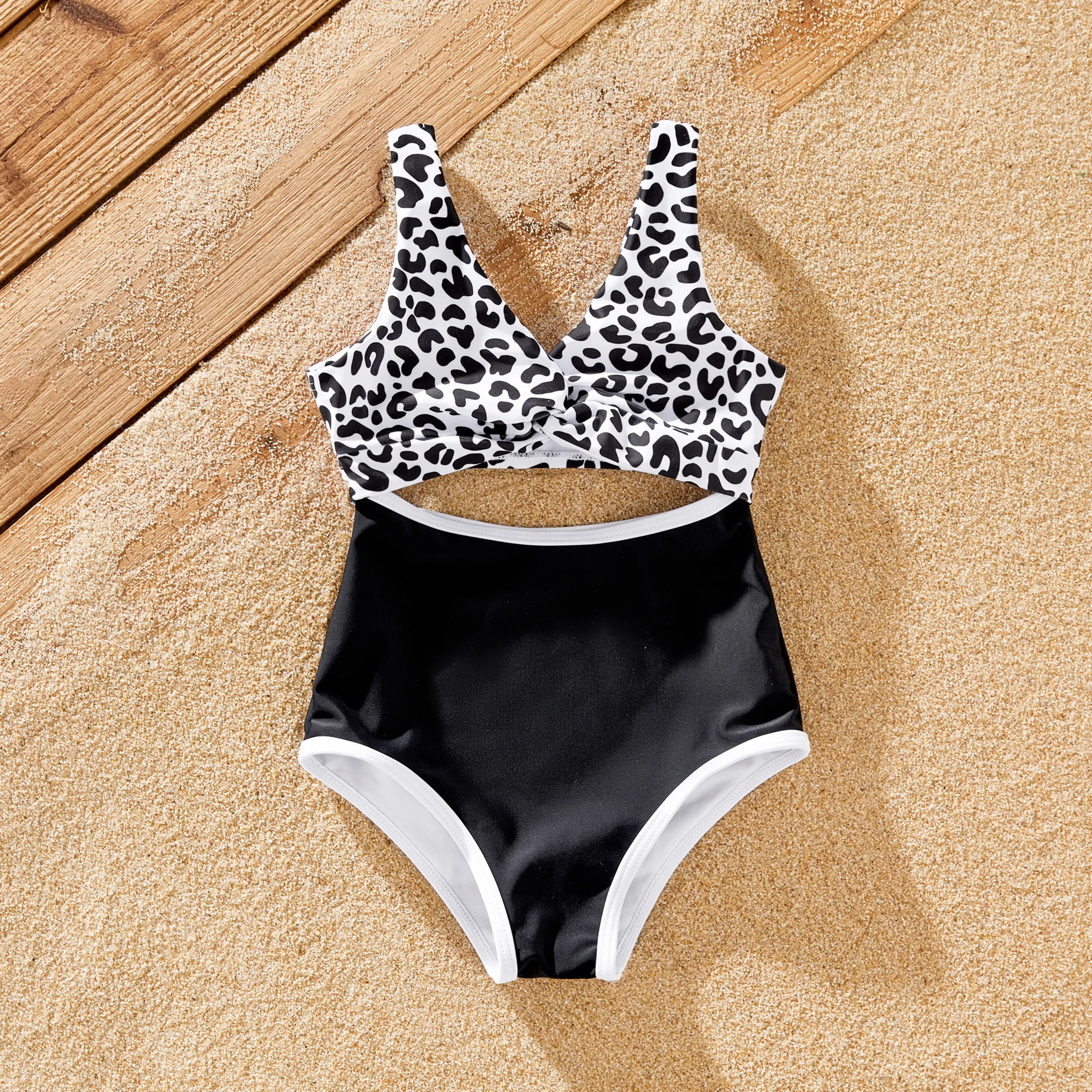 Family Matching Leopard Printed Swim Trunks or Twist Knot High-Waist Swimsuit