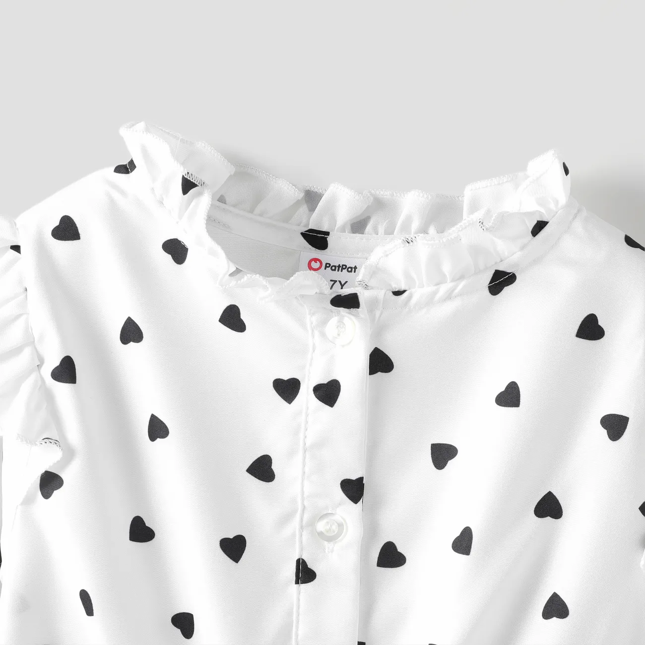 2PCS Kid  Girl Avant-garde Heart-shaped Asymmetrical shirt/pant Set White big image 1