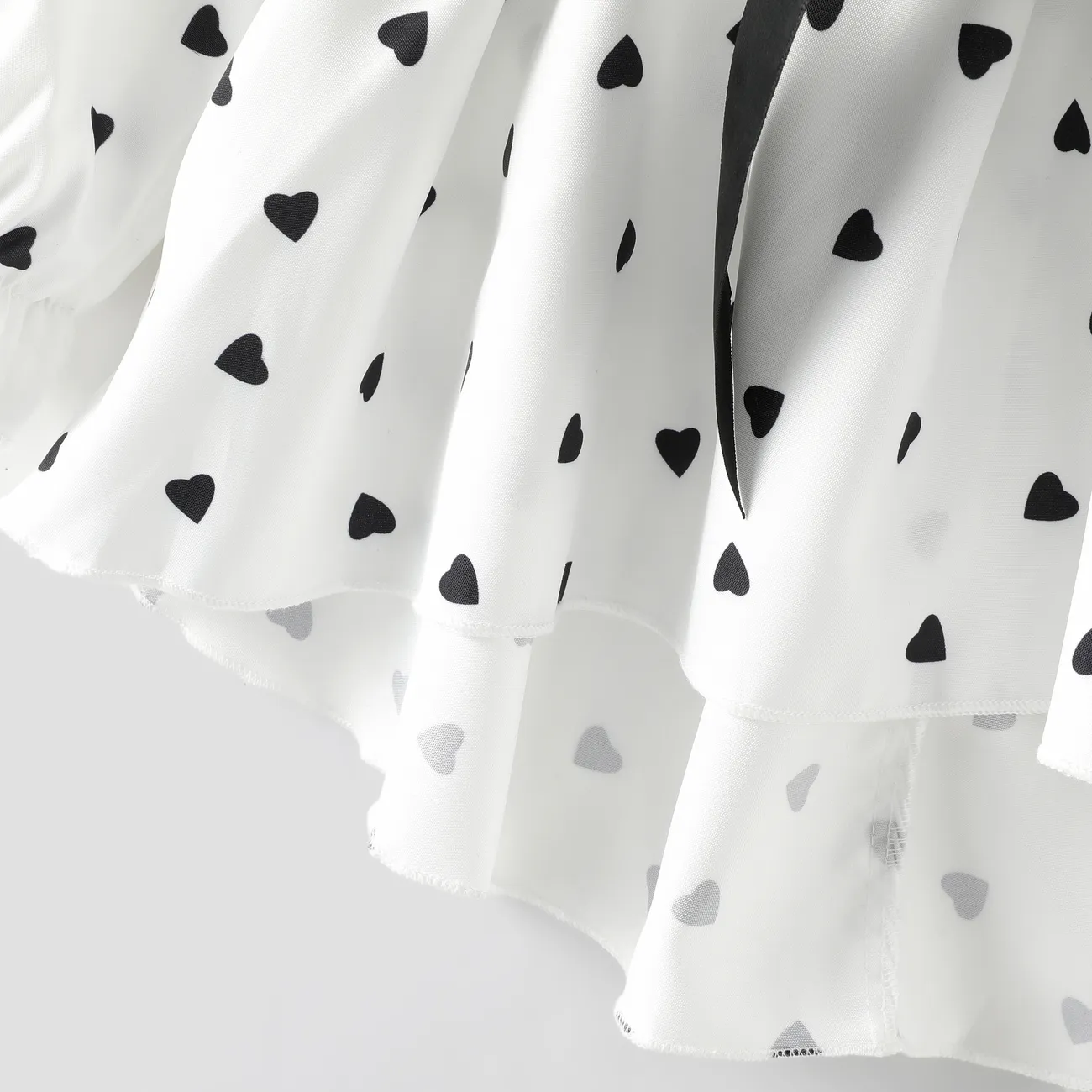 2PCS Kid  Girl Avant-garde Heart-shaped Asymmetrical shirt/pant Set White big image 1