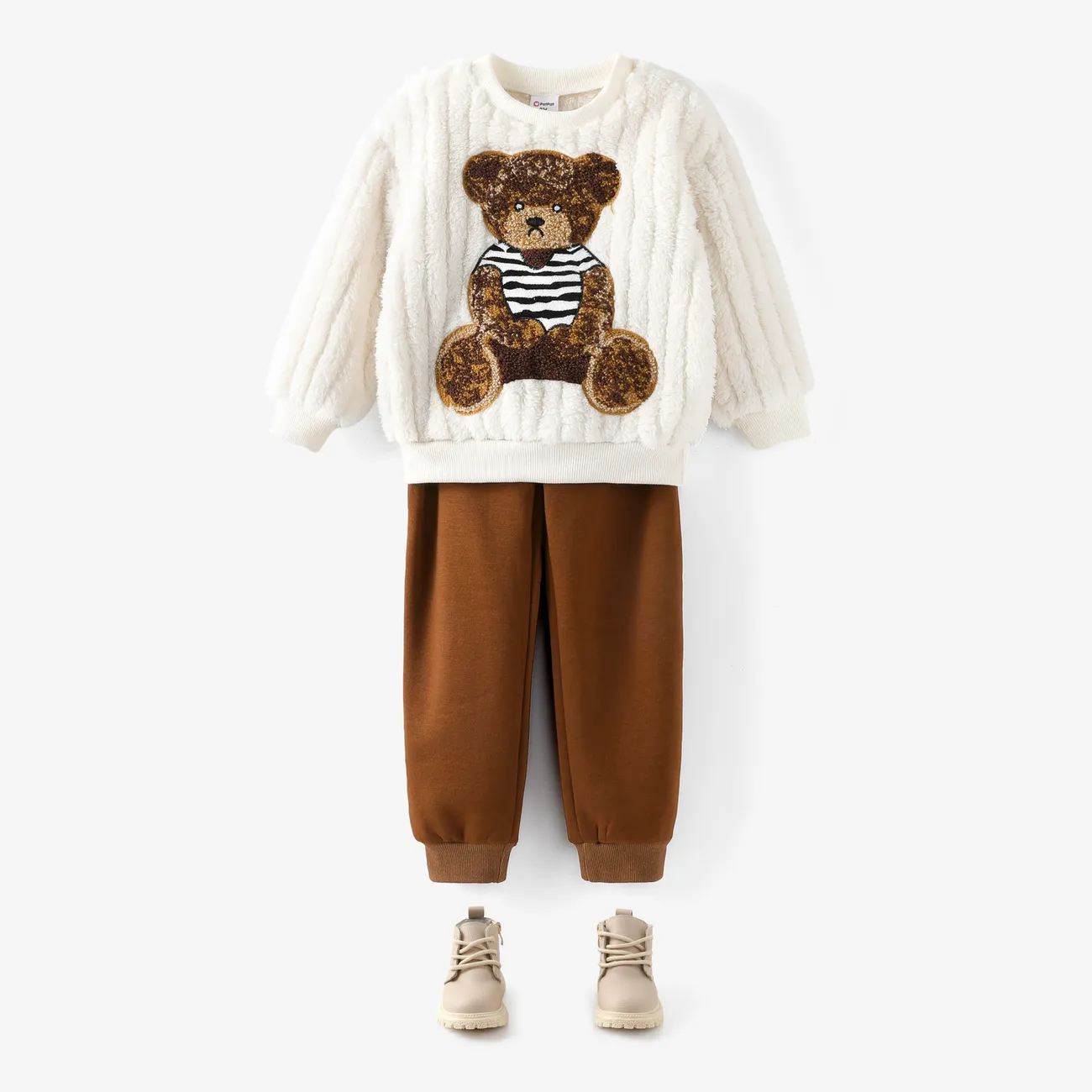 Criança Unissexo Infantil Urso Sweatshirt off white big image 1