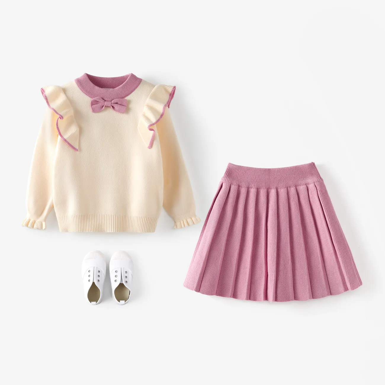 2 Stück Kleinkinder Mädchen Flatterärmel Süß Kostümrock rosa big image 1