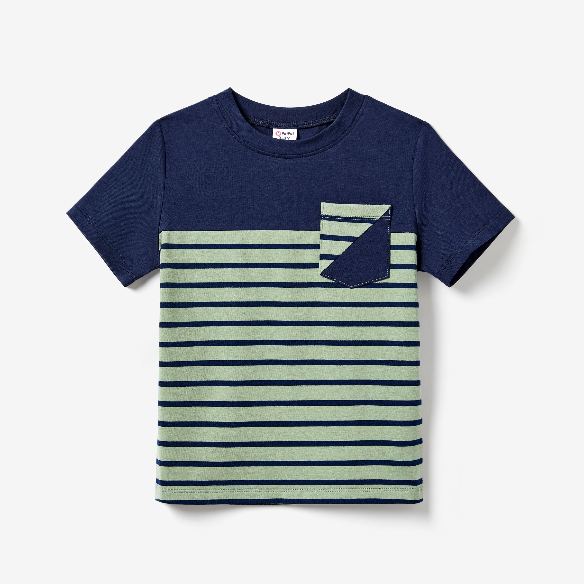 Family Matching Stripe Colorblock Tee And H-Line Side-Tie Dress Sets