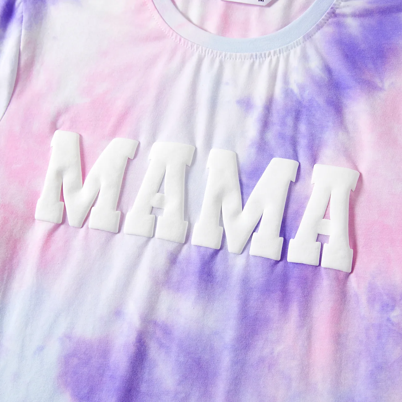 Mommy and Me Letter-Print Cotton Tie-Dye T-shirt Multi-color big image 1