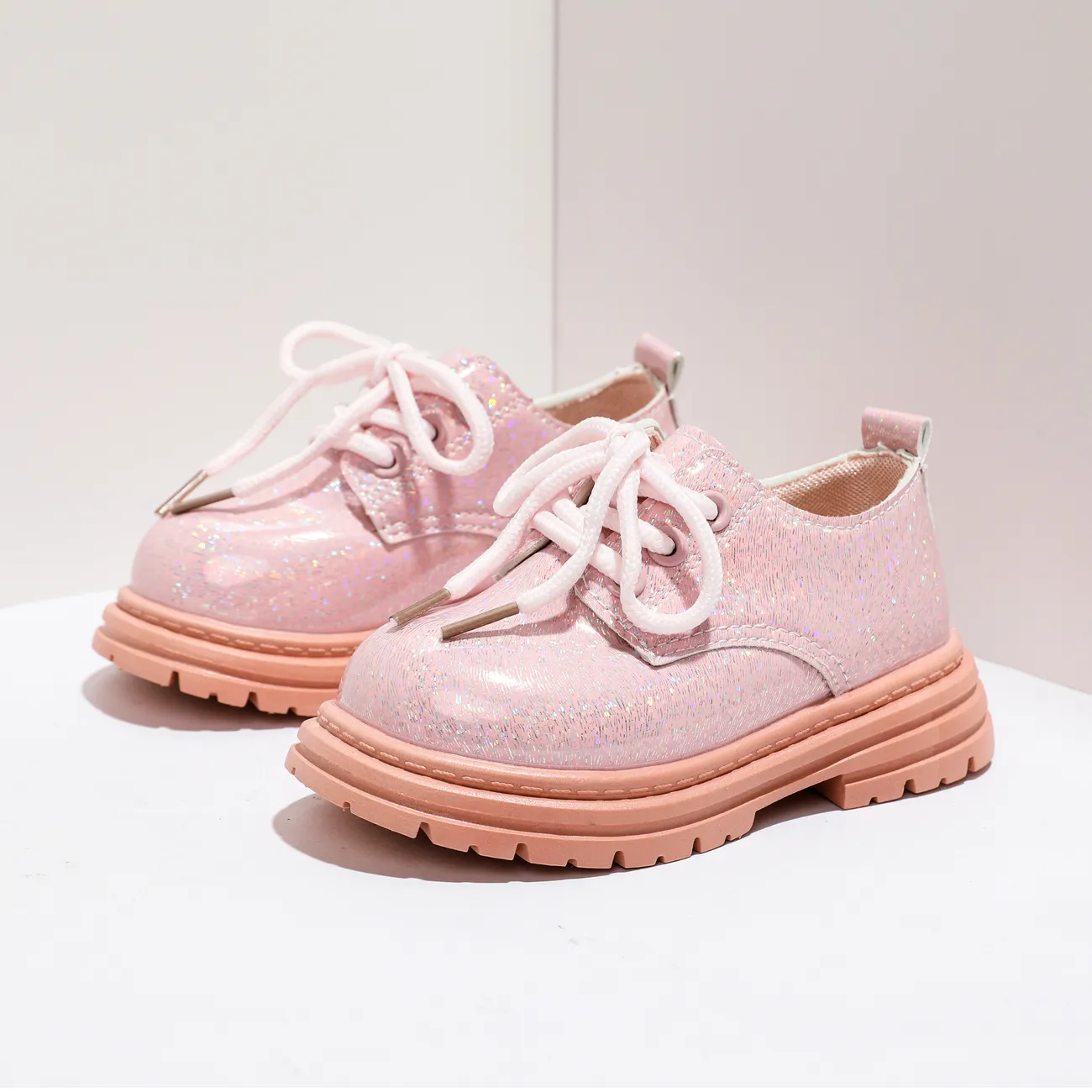 Toddler/Kids Girl Casual Solid Shiny Leather Shoes Pink big image 1