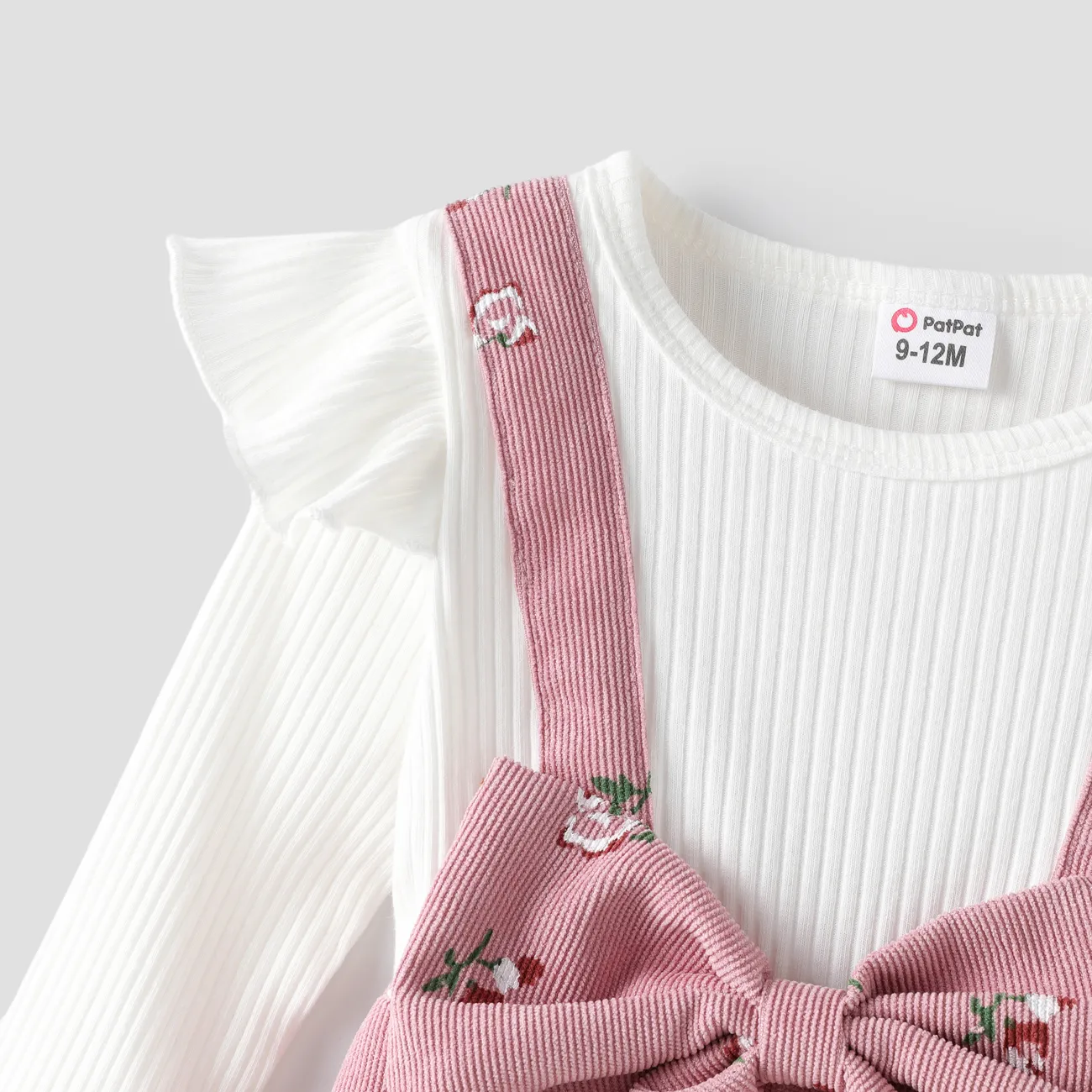 2 Stück Baby Mädchen Hypertaktil Zerbrochene Blume Süß Langärmelig Baby-Overalls rosa big image 1