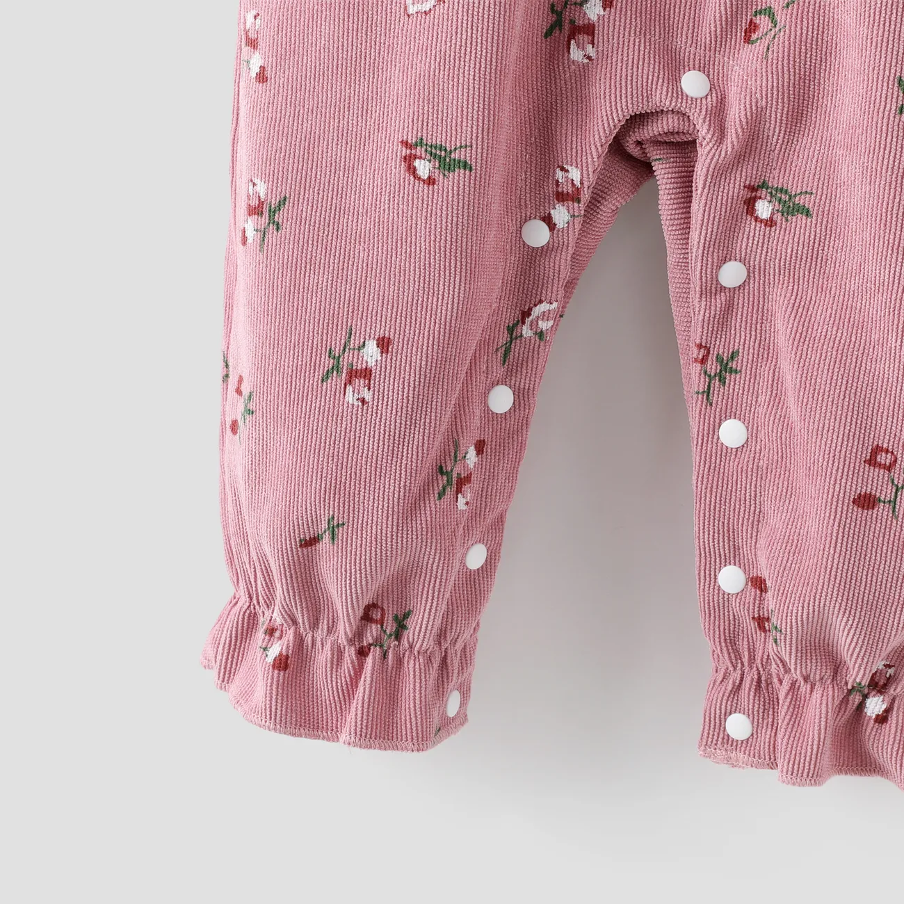2pcs Baby Girl Sweet 3D Hyper-Tactile Floral Pattern Jumpsuit Set Pink big image 1
