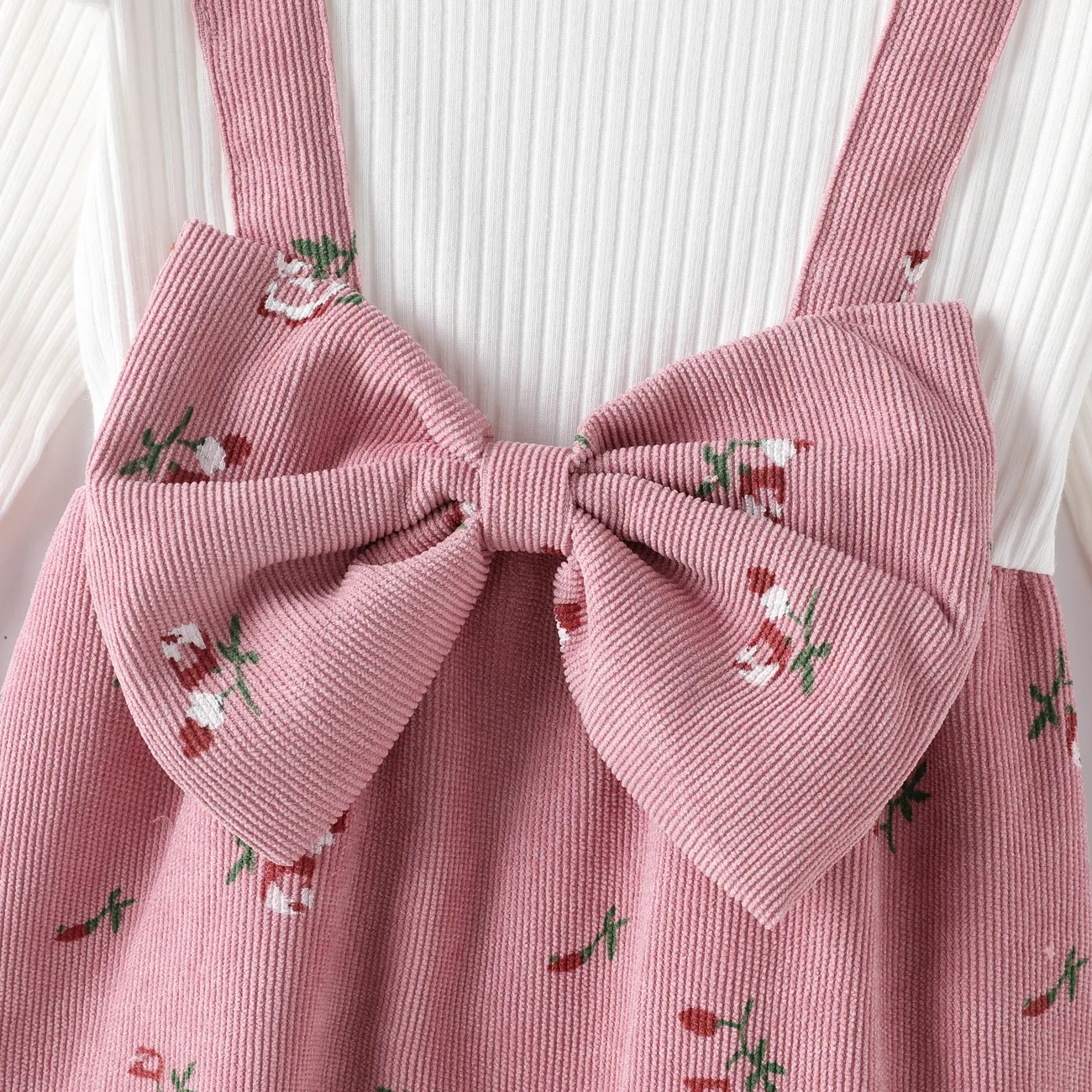 2pcs Baby Girl Sweet 3D Hyper-Tactile Floral Pattern Jumpsuit Set Pink big image 1
