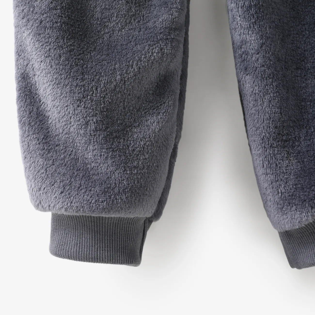 2-piece Toddler Girl/Boy Fox Pattern Ear Design Fuzzy Sweatshirt and Pants Set Dark Grey big image 1