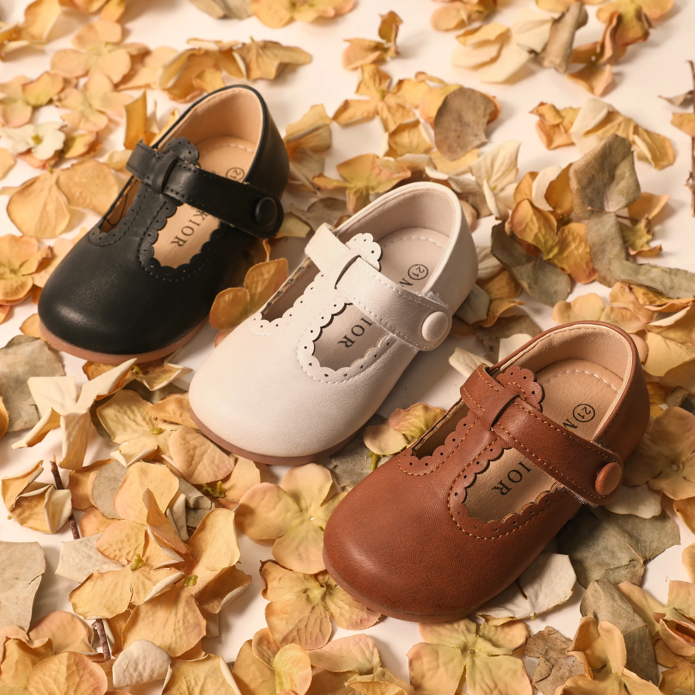 

Toddler/Kids Girl Casual Solid Velcro Leather Shoes