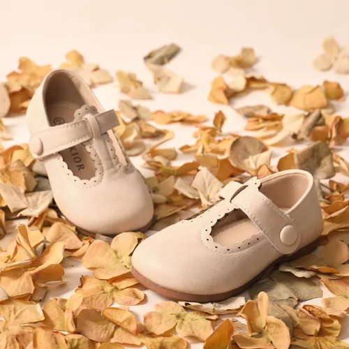 Niños pequeños / niños niña casual zapatos de cuero de velcro sólido