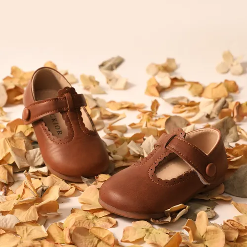 Niños pequeños / niños niña casual zapatos de cuero de velcro sólido