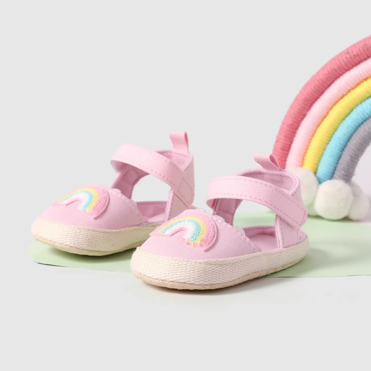 Baby Girl Rainbow Velcro Sandals Prewalker Shoes 
 Pink big image 1