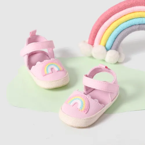 Baby Girl Rainbow Velcro Sandals Prewalker Shoes 
