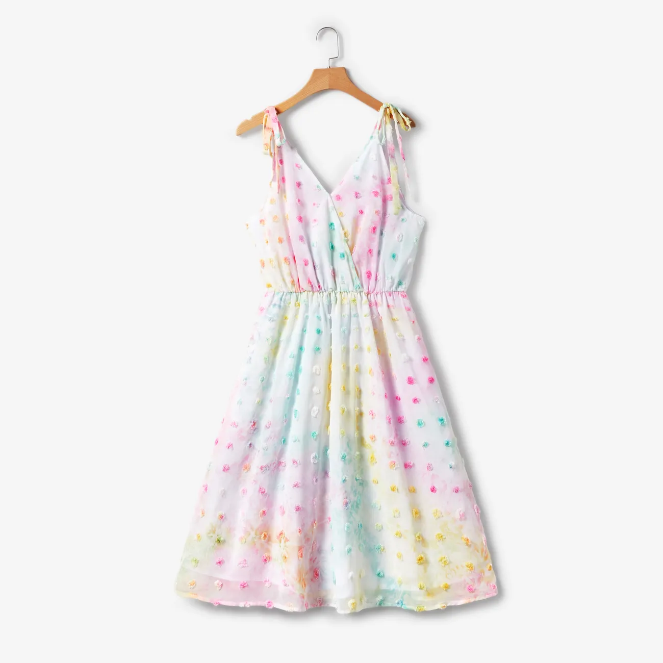 Mommy and Me Swiss Dot Tie-Dye Multi-Color Dresses Colorful big image 1