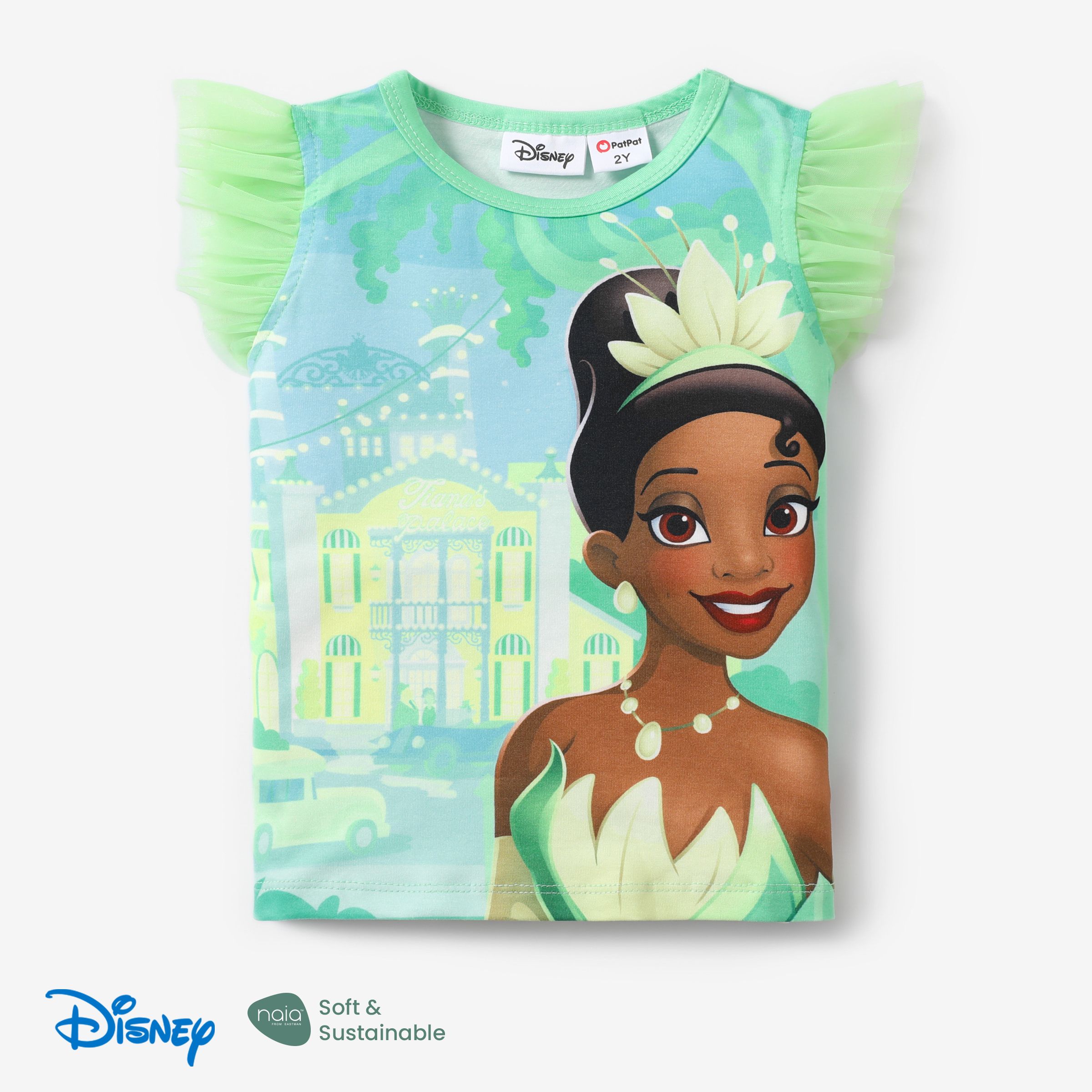 Disney Princess Toddler Girl Naiaâ¢ Character Print With Ruffled Mesh Sleeve Top