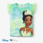 Disney Princess Páscoa Criança Menina Mangas franzidas Infantil Manga curta T-shirts Verde