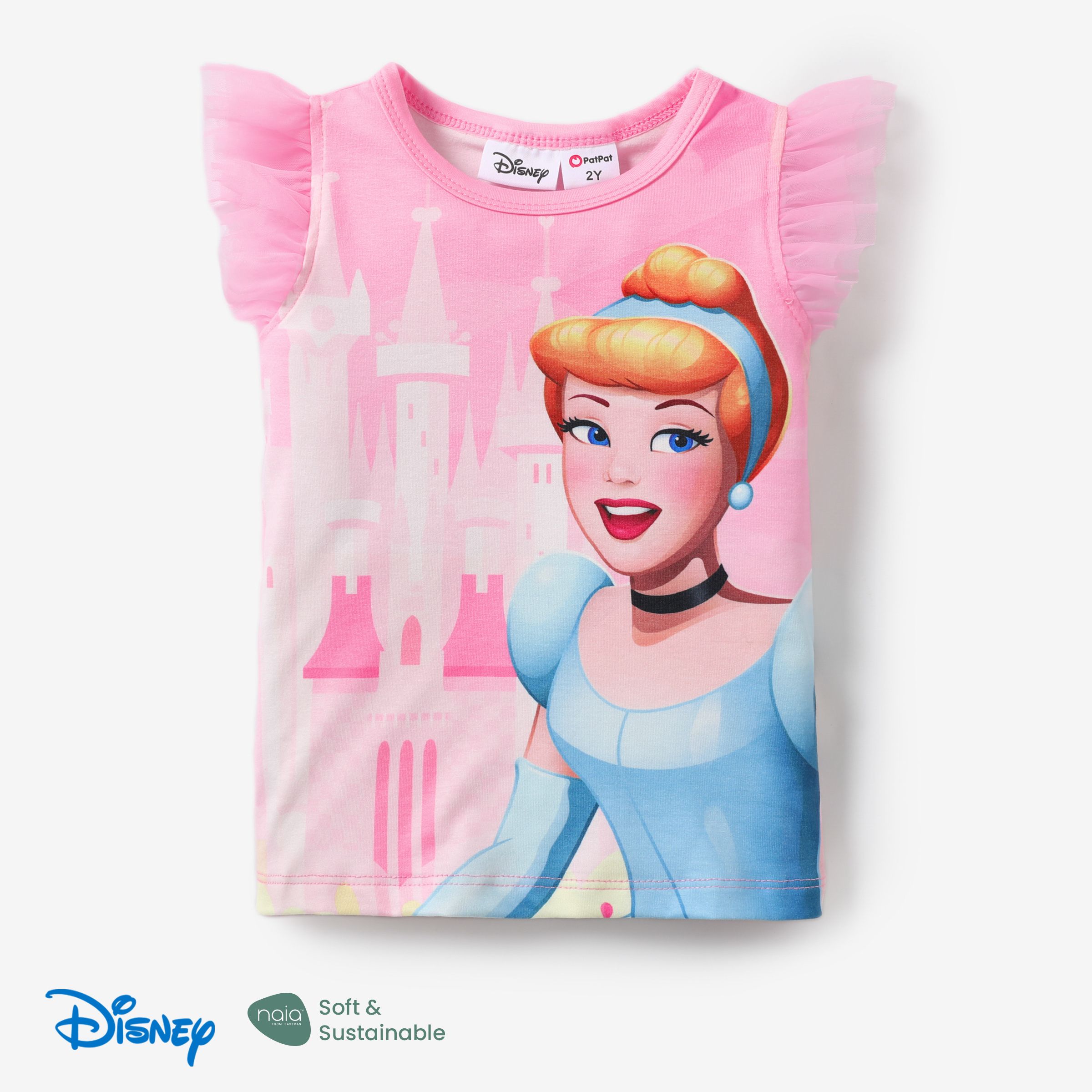 Disney Princess Toddler Girl Naiaâ¢ Character Print With Ruffled Mesh Sleeve Top