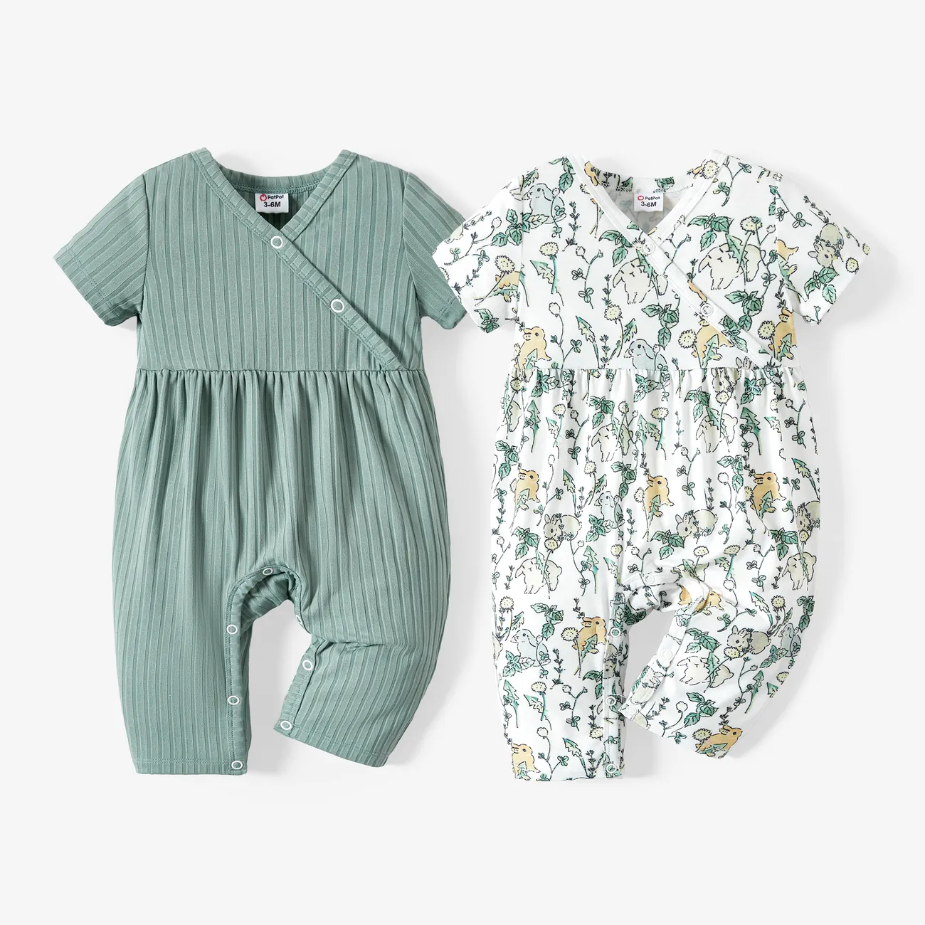 Floral Babygirl Jumpsuit - Soft and Comfy, 1 Piece with Front Snaps GrayGreen big image 1