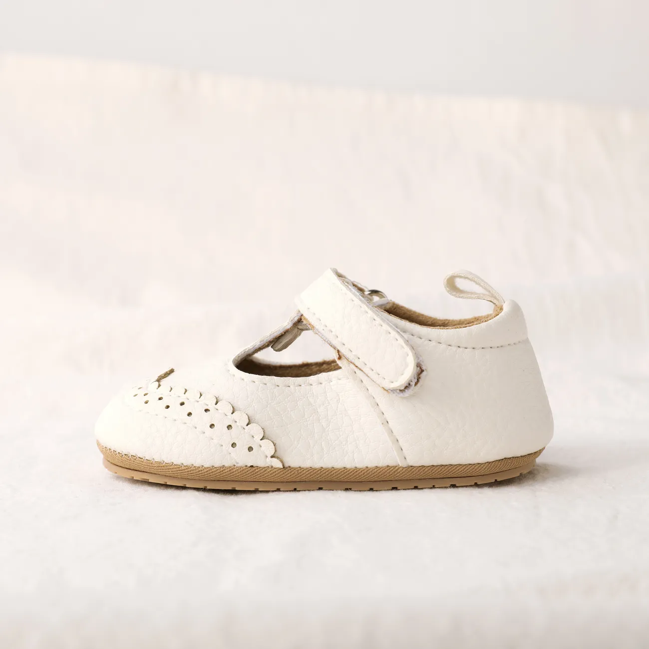 طفلة عارضة الصلبة النسيج خياطة الفيلكرو Prewalker أحذية أبيض big image 1