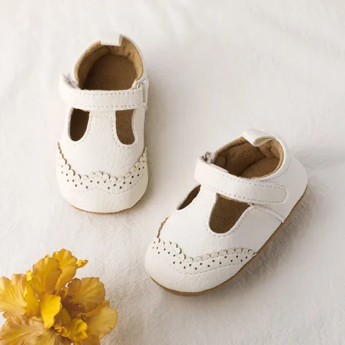 Bebé niña casual tela sólida costura velcro prewalker zapatos