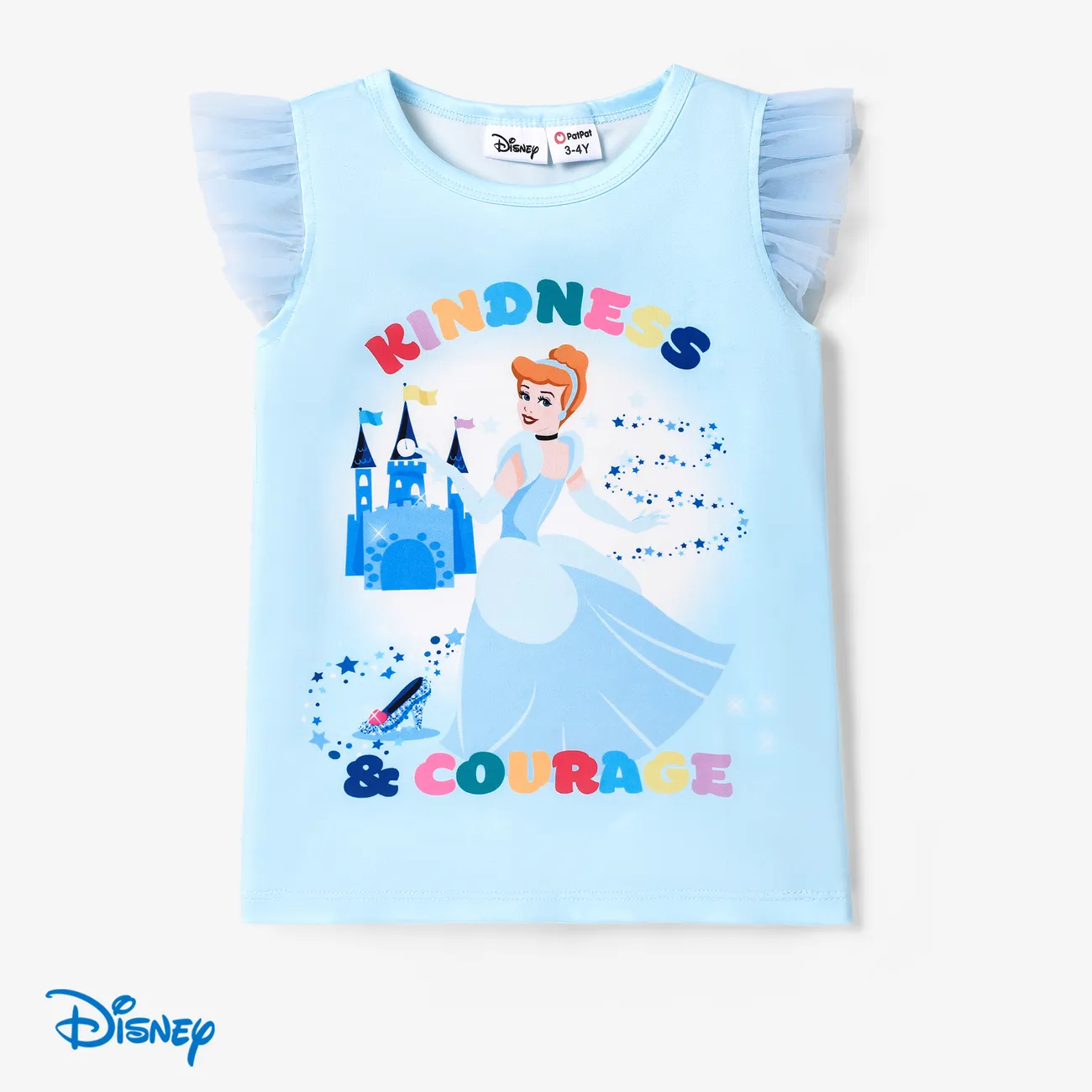 Disney Princess Niño pequeño Chica Costura de tela Infantil Manga corta Camiseta Azul big image 1