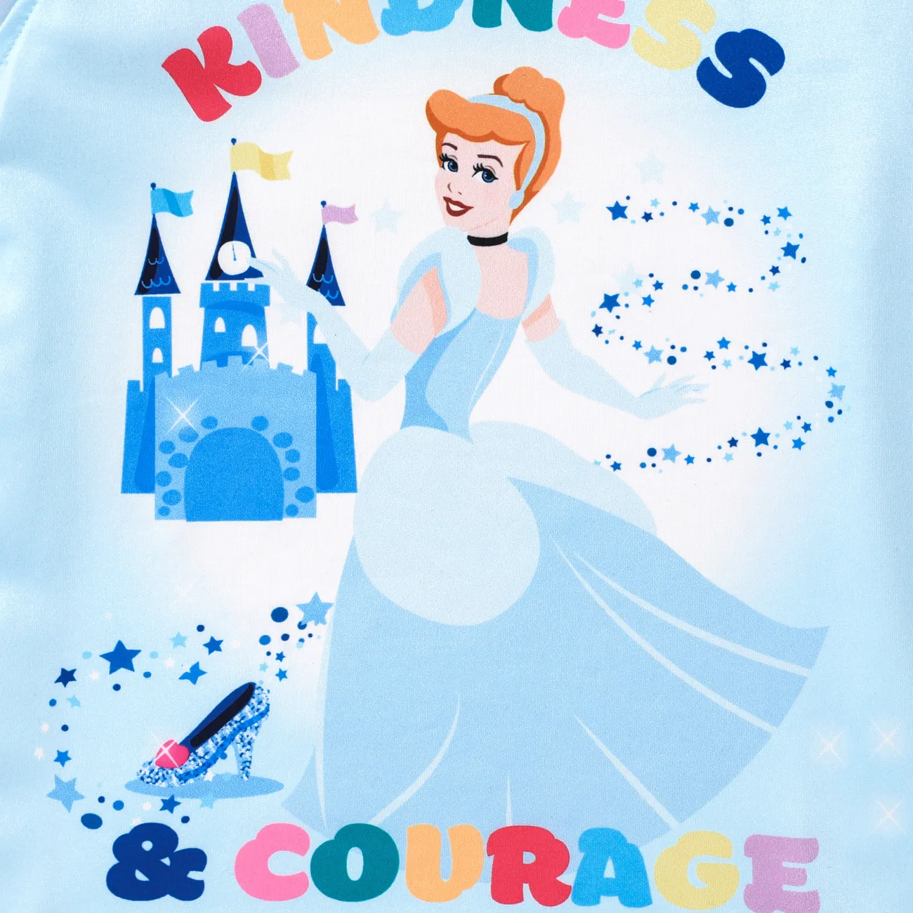 Disney princess Rainbow pattern Patchwork Mesh T-shirt
 Blue big image 1