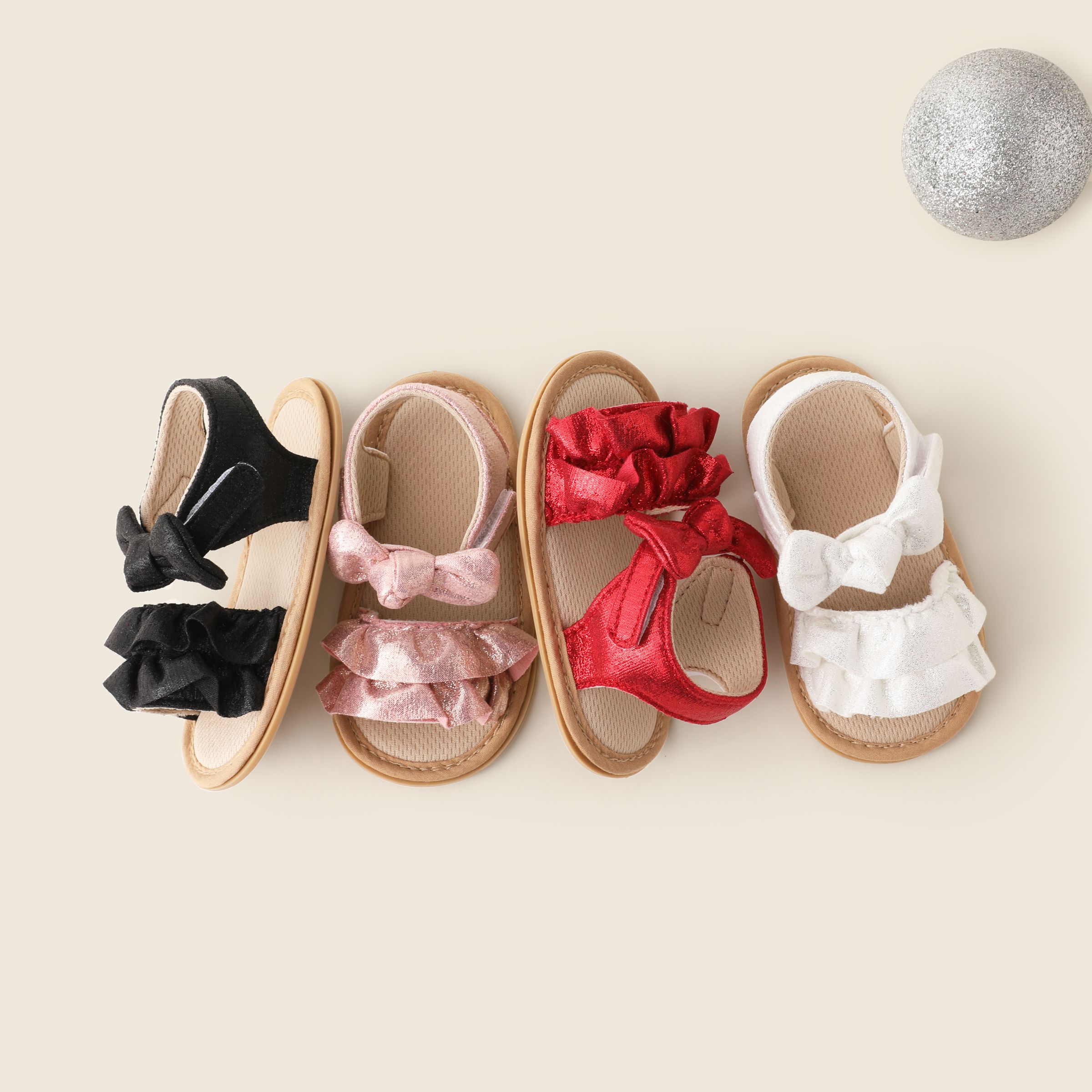 

Baby Girl Casual Solid Ruffle Bowknot Sandals Prewalker Shoes