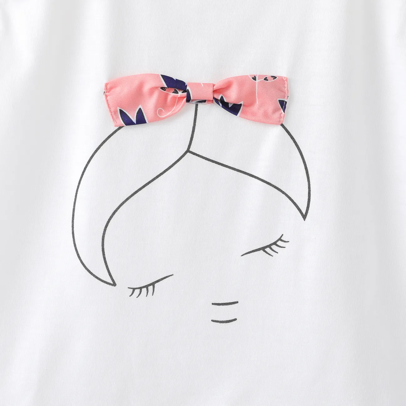 2pcs Kid Girl Bowknot Design Sleeveless Tee and Allover Print Shorts Set Pink big image 1