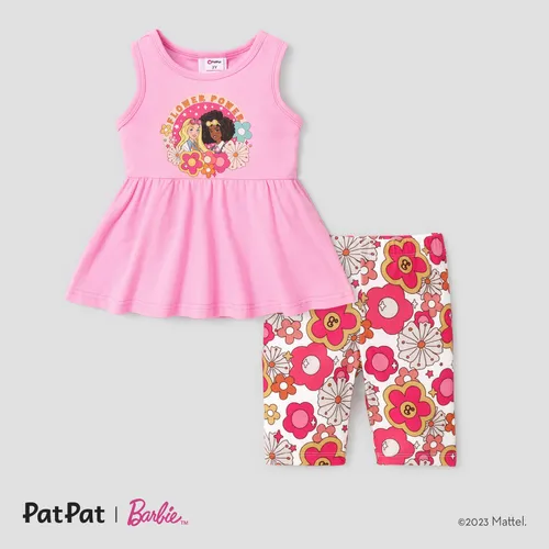 Barbie Kleinkind Mädchen/Kid Girl ärmelloses T-Shirts und Leggings Set mit Print
