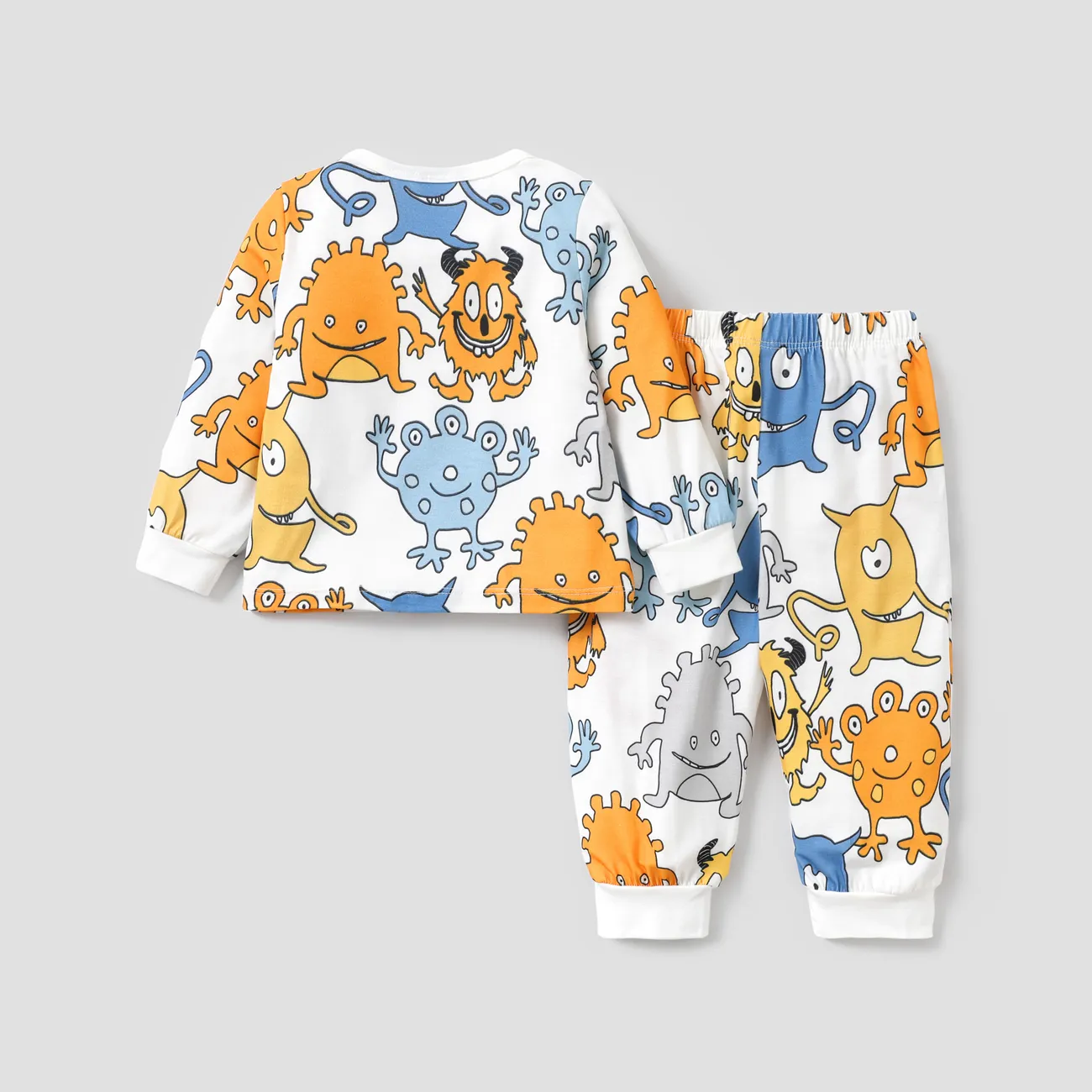 Conjunto de pijamas básicos de 2 peças para meninos - Poliéster/Elastano, Categoria Regular Branco big image 1