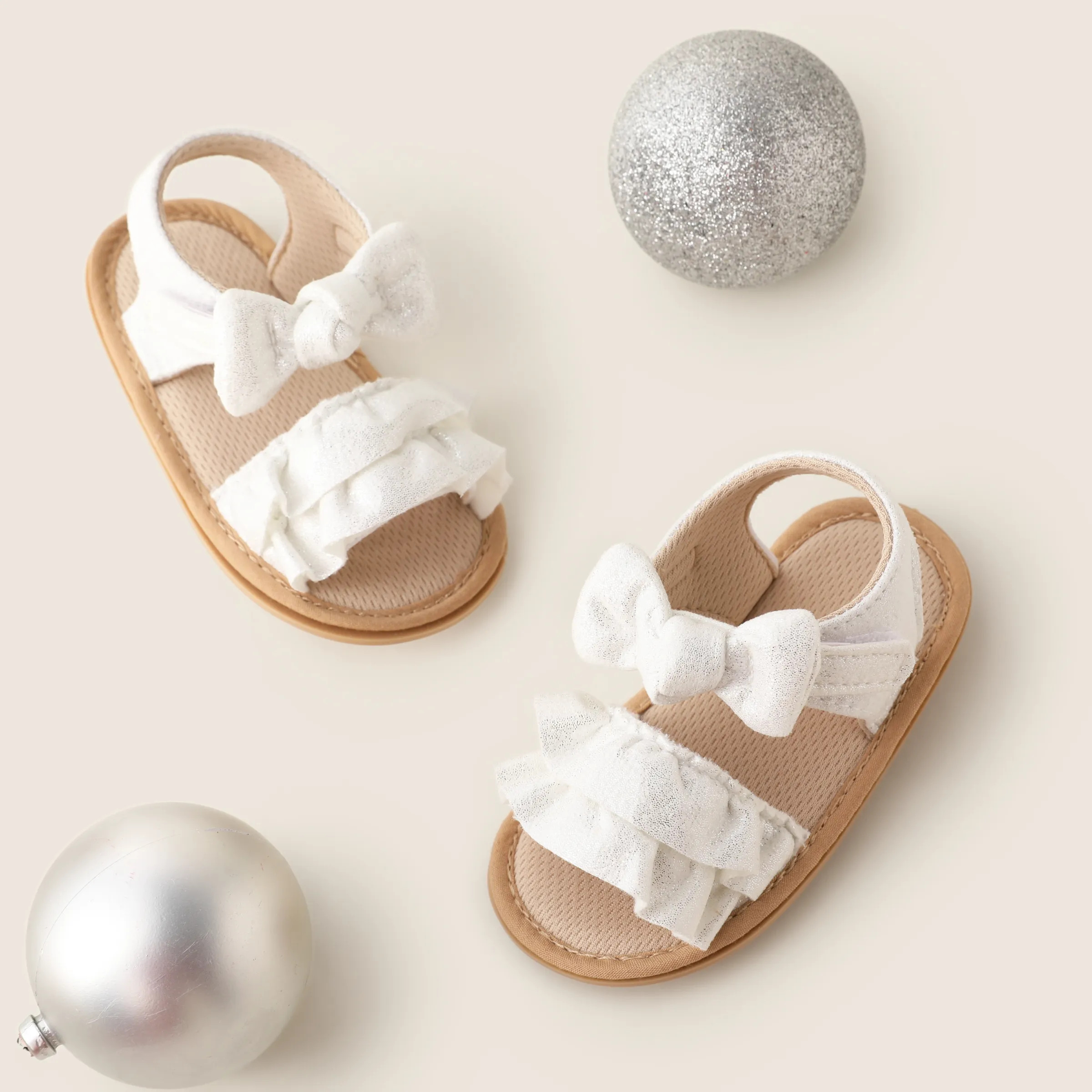 Baby Girl Casual Solid Ruffle Bowknot Sandals Prewalker Shoes