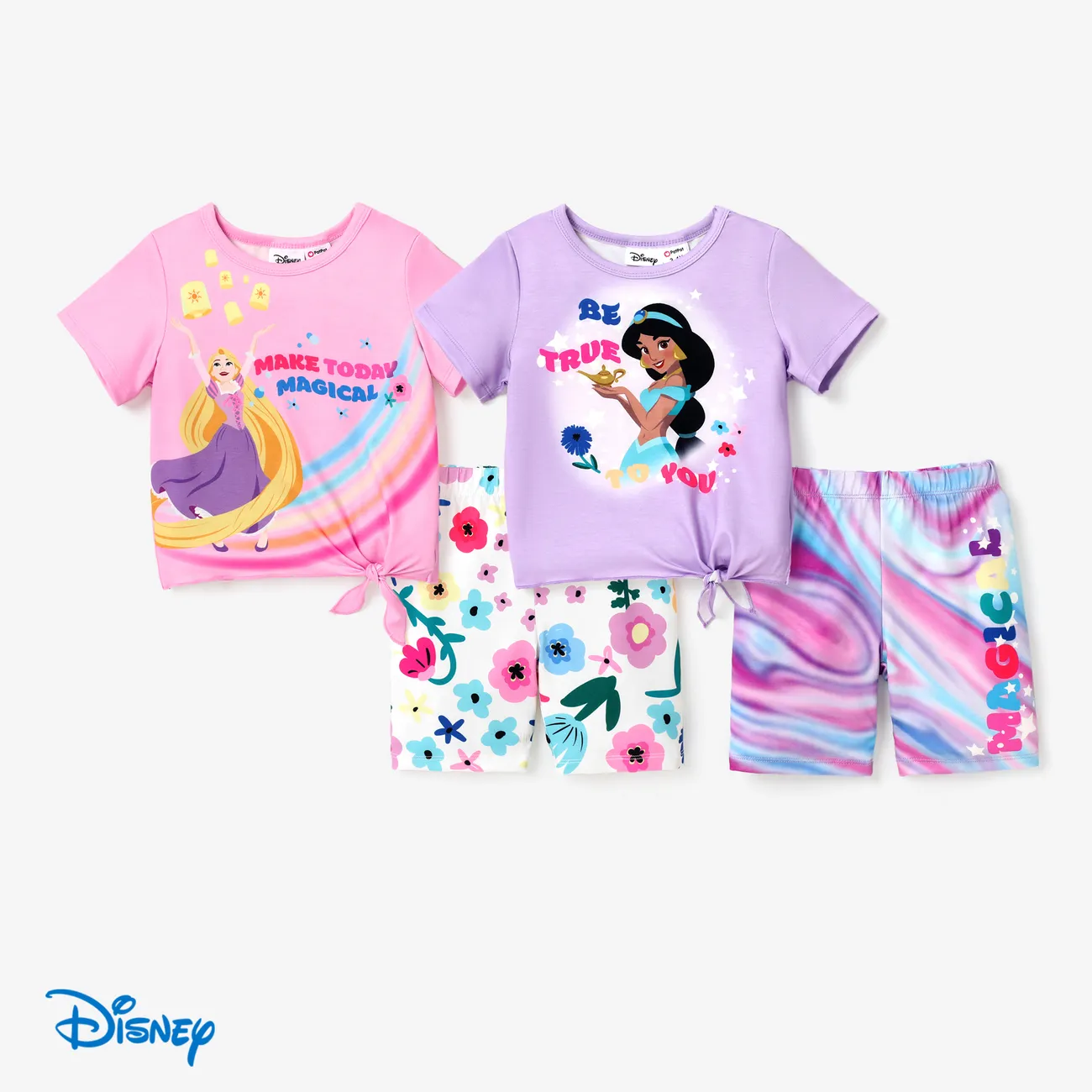 Disney princess 2pcs Todder/Kid Girl Colorful Rainbow Floral pattern Set Pink big image 1