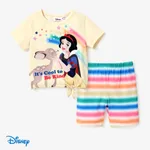 Disney princess 2pcs Todder/Kid Girl Colorful Rainbow Floral pattern Set LightYellow