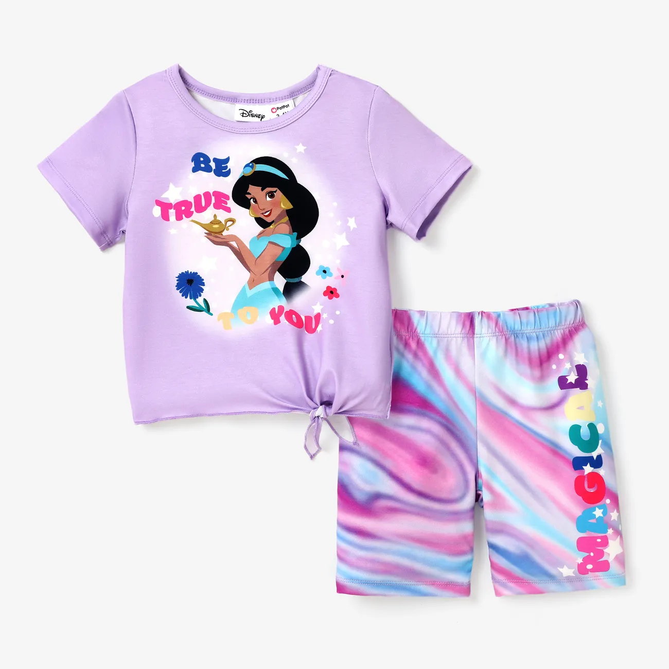 迪士尼公主 2pcs Todder/Kid Girl Colorful Rainbow Floral Pattern Set 紫色 big image 1