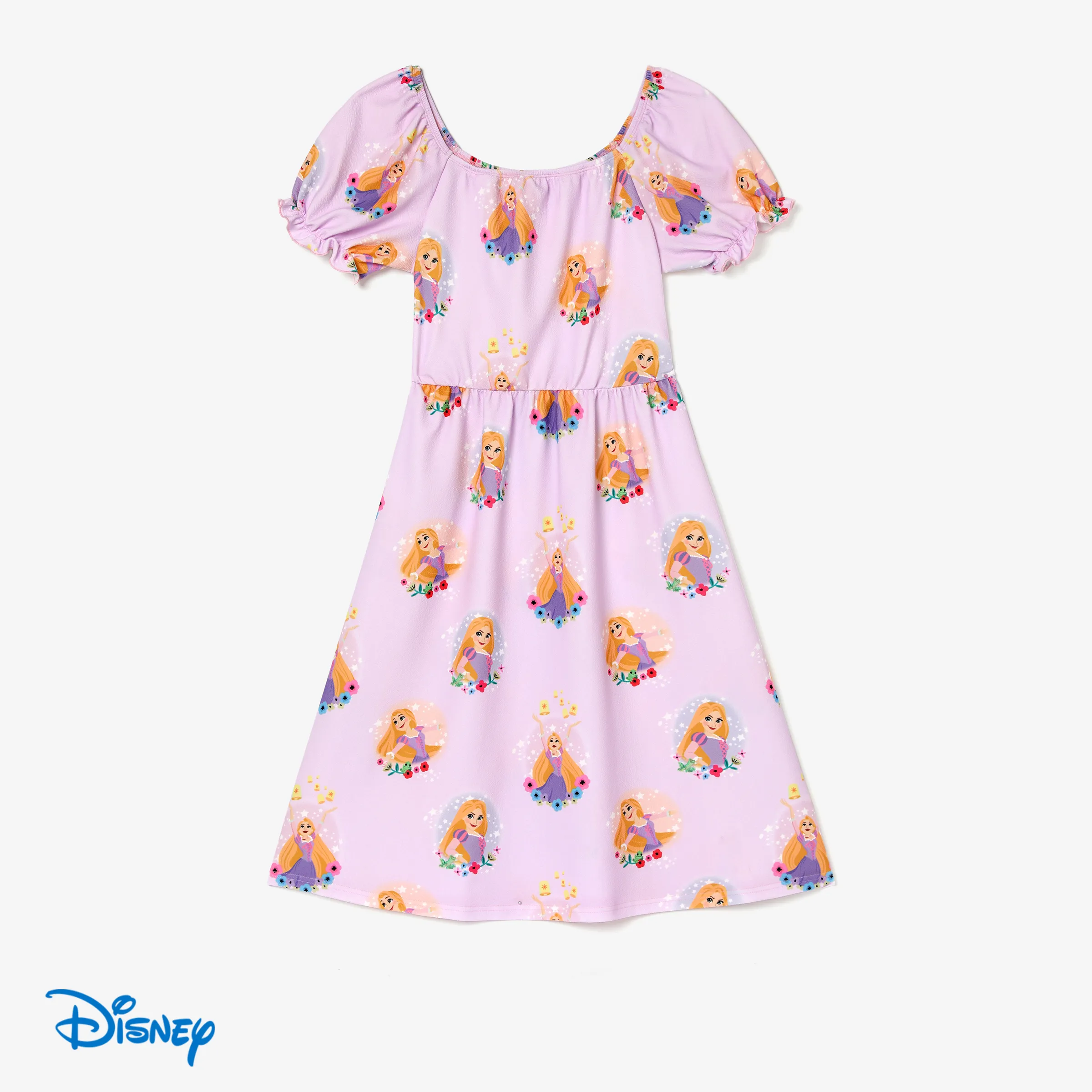 Disney Princess Mom And Me Rapunzel Floral Pattern Puff Sleeve Dress