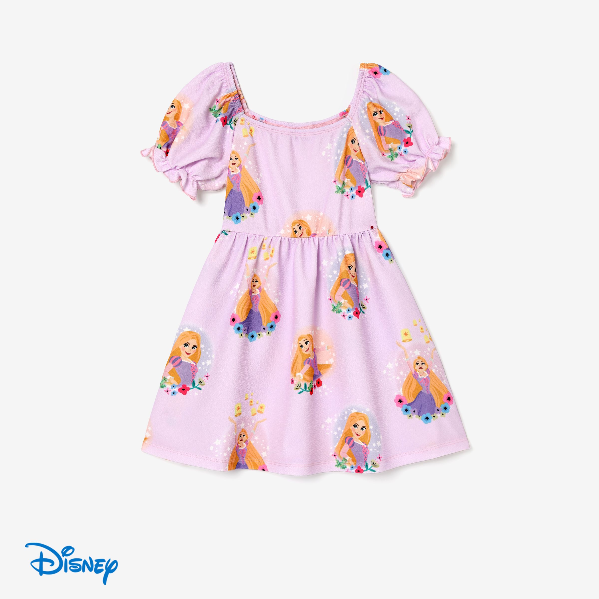 

Disney princess Mom and me Rapunzel Floral pattern Puff sleeve dress