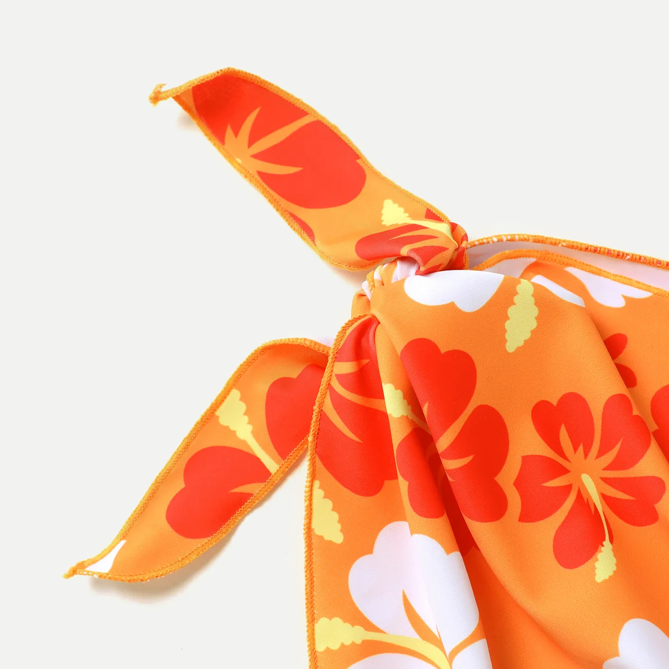  3pcs Kid Girl's Tropical Floral Cold Sleeve Top/ Raceback/Bottom Swimsuit Set  Orange big image 1