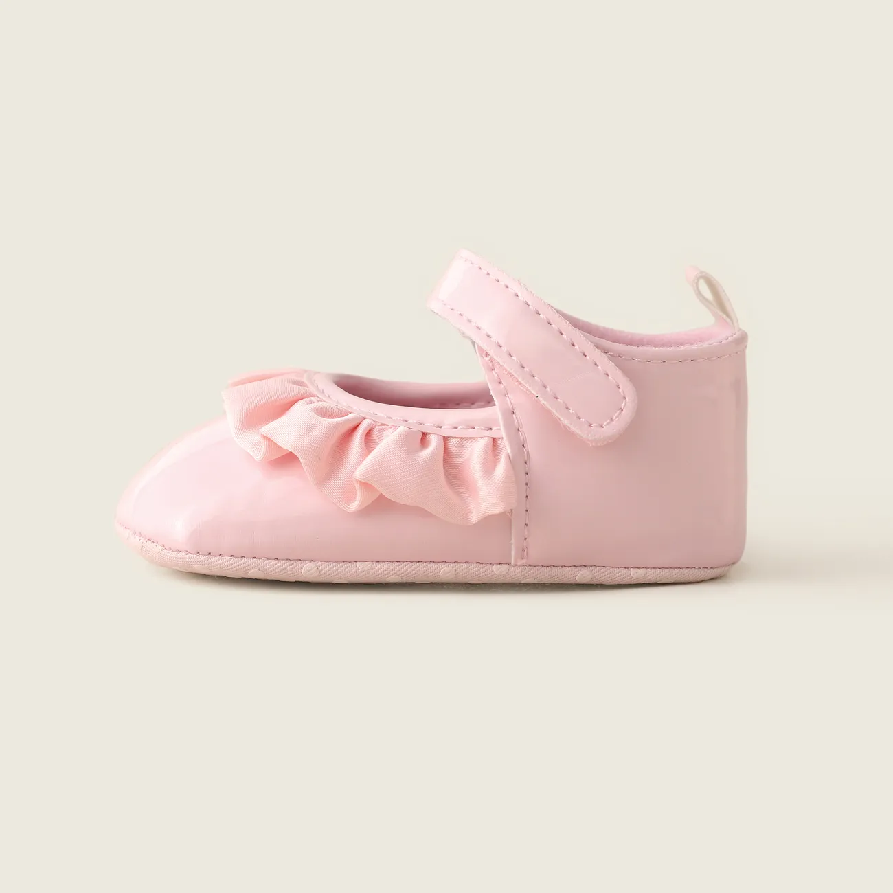 Baby Girl Sweet Ruffle Edge Velcro Prewalker Shoes Pink big image 1
