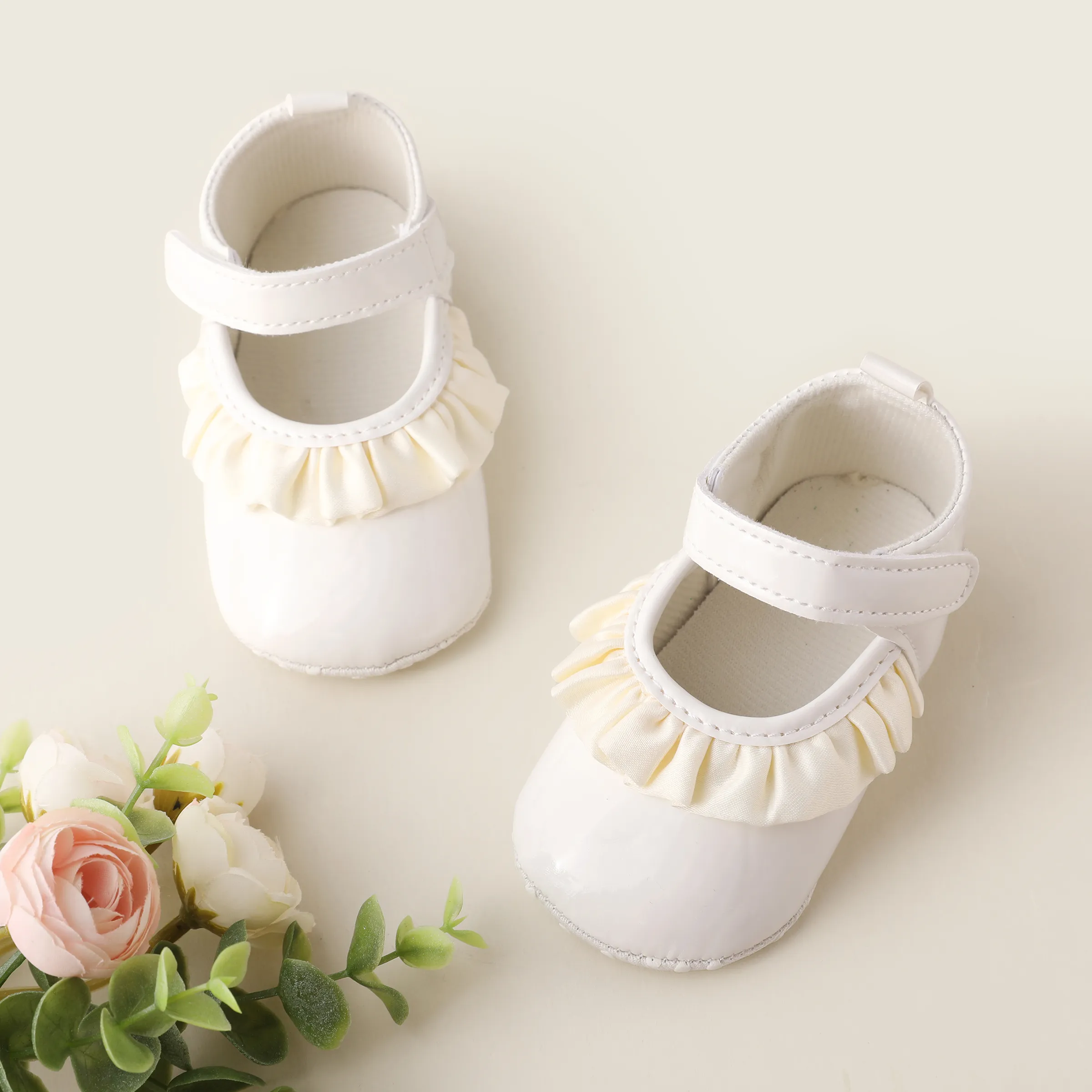 Baby Girl Sweet Ruffle Edge Velcro Walking Shoes