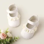 Baby Girl Sweet Ruffle Edge Velcro Prewalker Shoes White