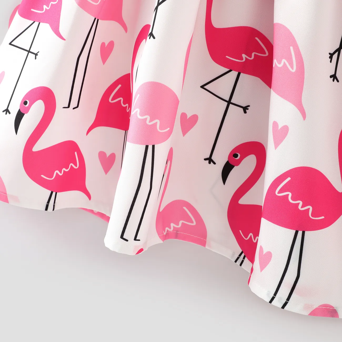 Kleinkinder Mädchen Flatterärmel Kindlich Flamingo Kleider Pfirsich big image 1