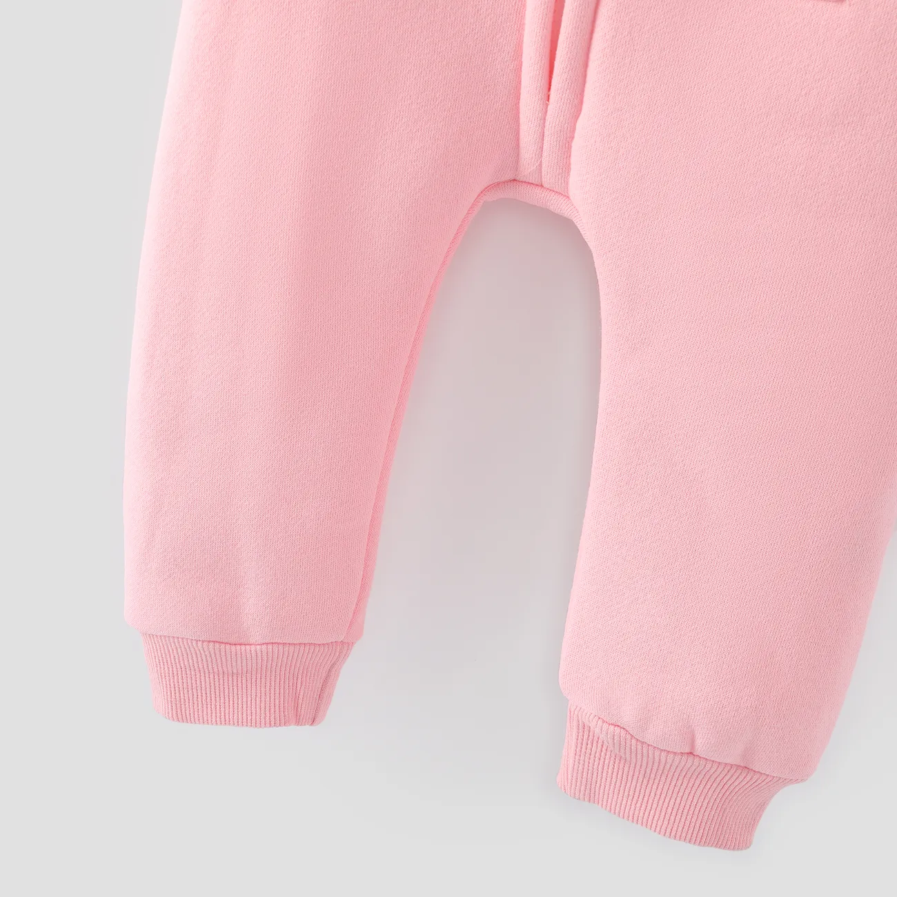 嬰兒 中性 立體造型 童趣 長袖 長腿連身衣 粉色 big image 1